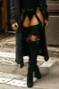 Black Suede Belted Thigh High Boots sold by Floralkini