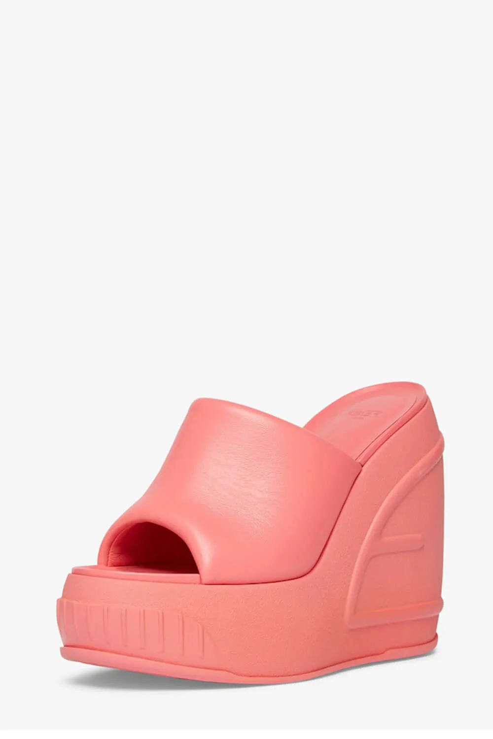Padded Faux Leather Open Toe Wedge Heeled Mule Sandals - Pink sold by Floralkini product image thumbnail 3