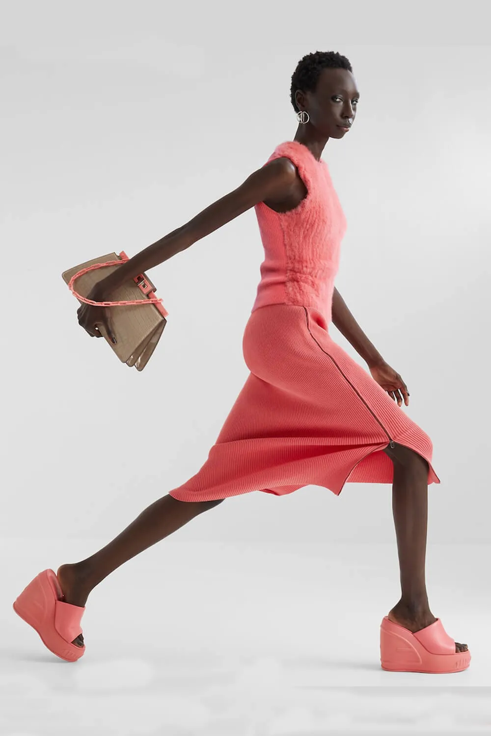 Padded Faux Leather Open Toe Wedge Heeled Mule Sandals - Pink sold by Floralkini product image thumbnail 2