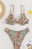 Floral Print Wire V Bra Bikini Set sold by Floralkini