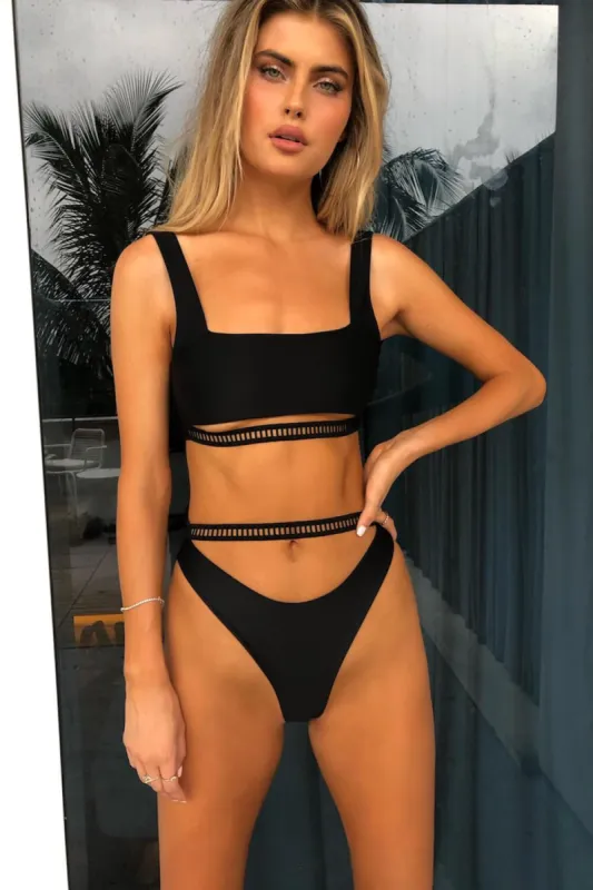 Black Cut Out Bikini Bottom sold by Floralkini