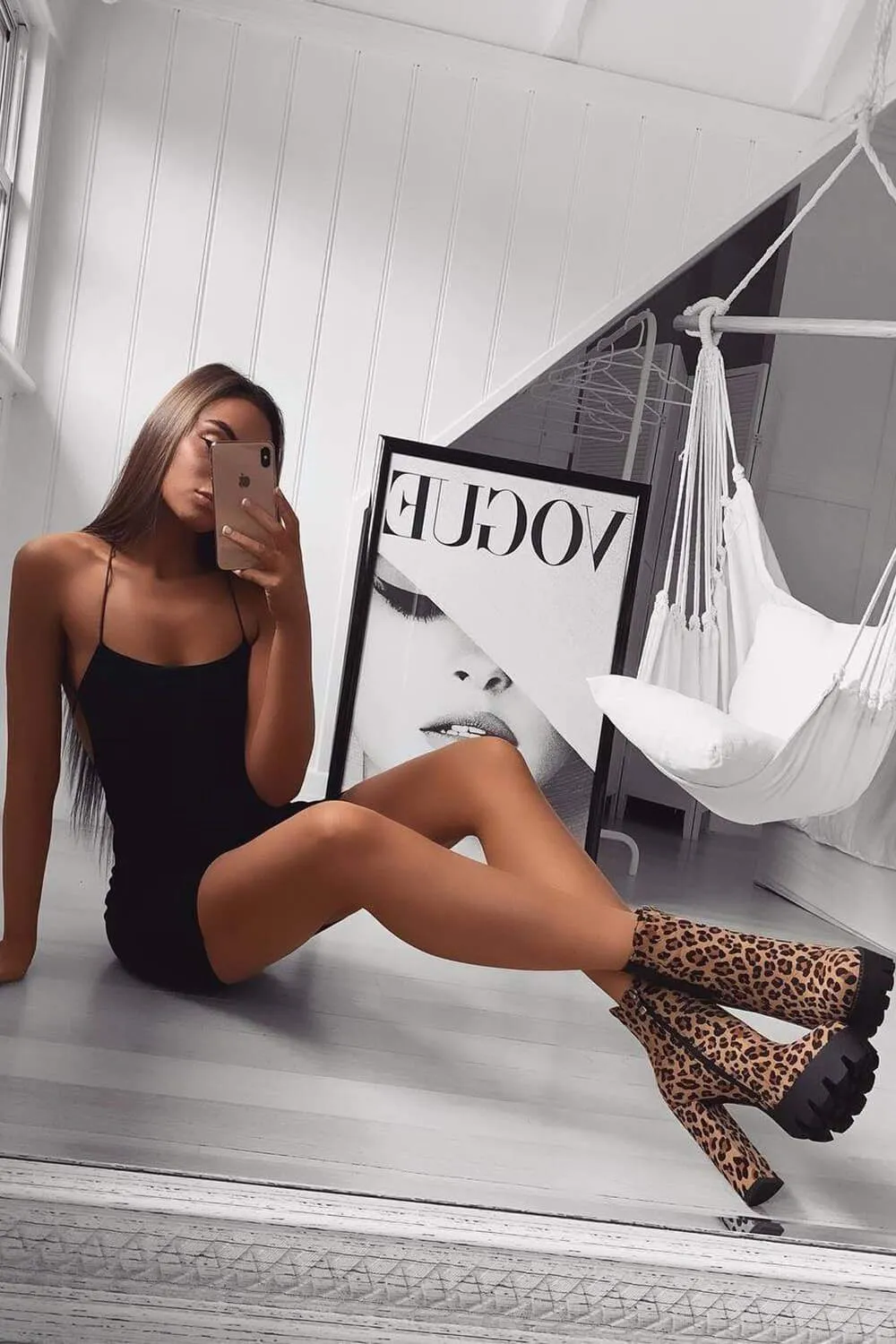 Brown Leopard Print Faux Suede Chunky Platform Boots sold by Floralkini