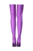 Purple Satin Pointed Toe Thigh High Boots sold by Floralkini