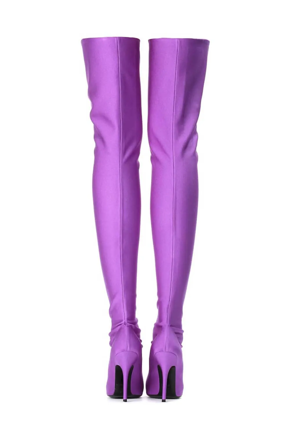 Purple Satin Pointed Toe Thigh High Boots sold by Floralkini product image thumbnail 4