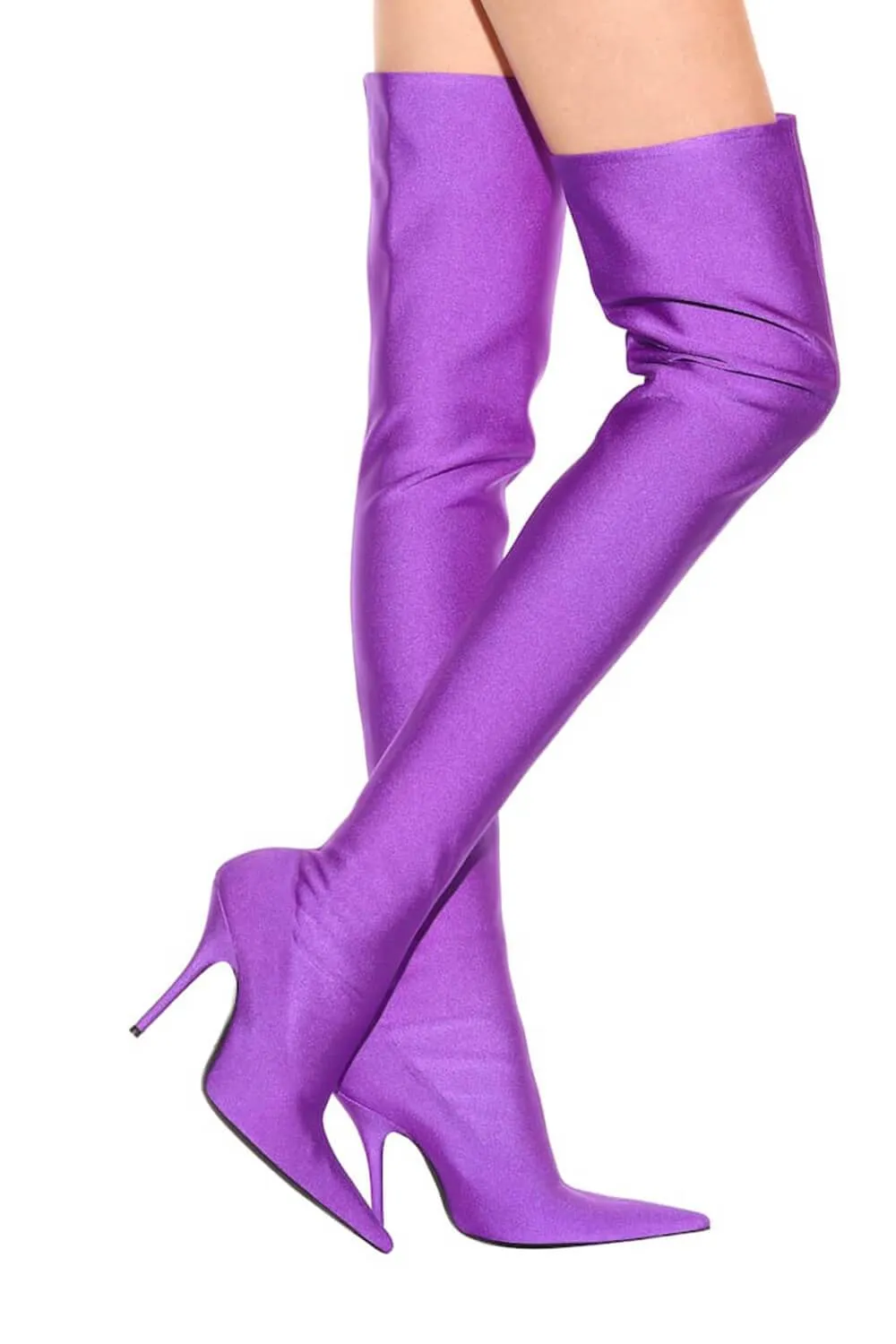 Purple Satin Pointed Toe Thigh High Boots sold by Floralkini product image thumbnail 3