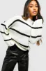High Neck Stripe Knit Jumper Relaxed Sweater sold by Floralkini