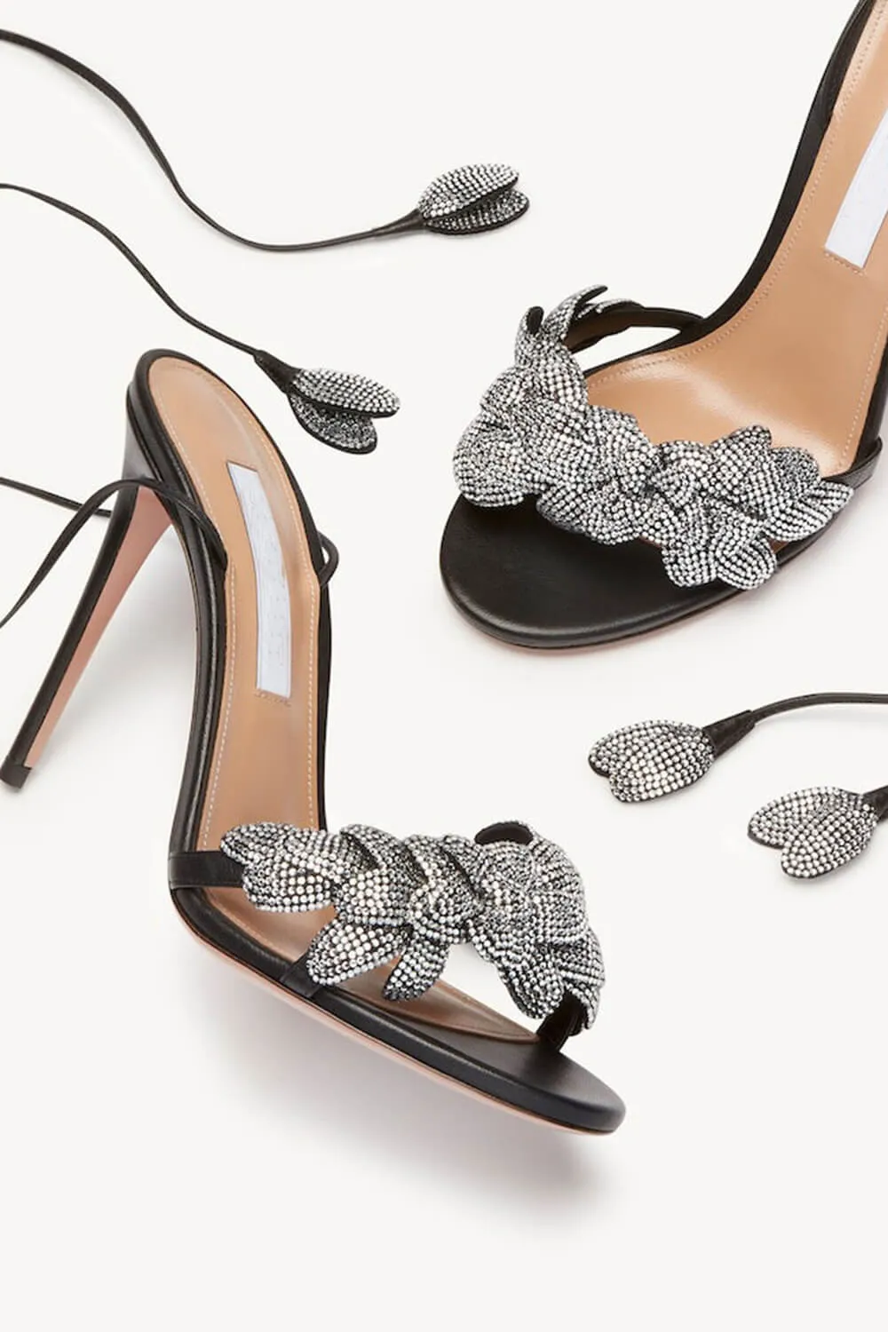 Rhinestones Flower Embellished Almond Toe High Heeled Sandals - Black sold by Floralkini product image thumbnail 5