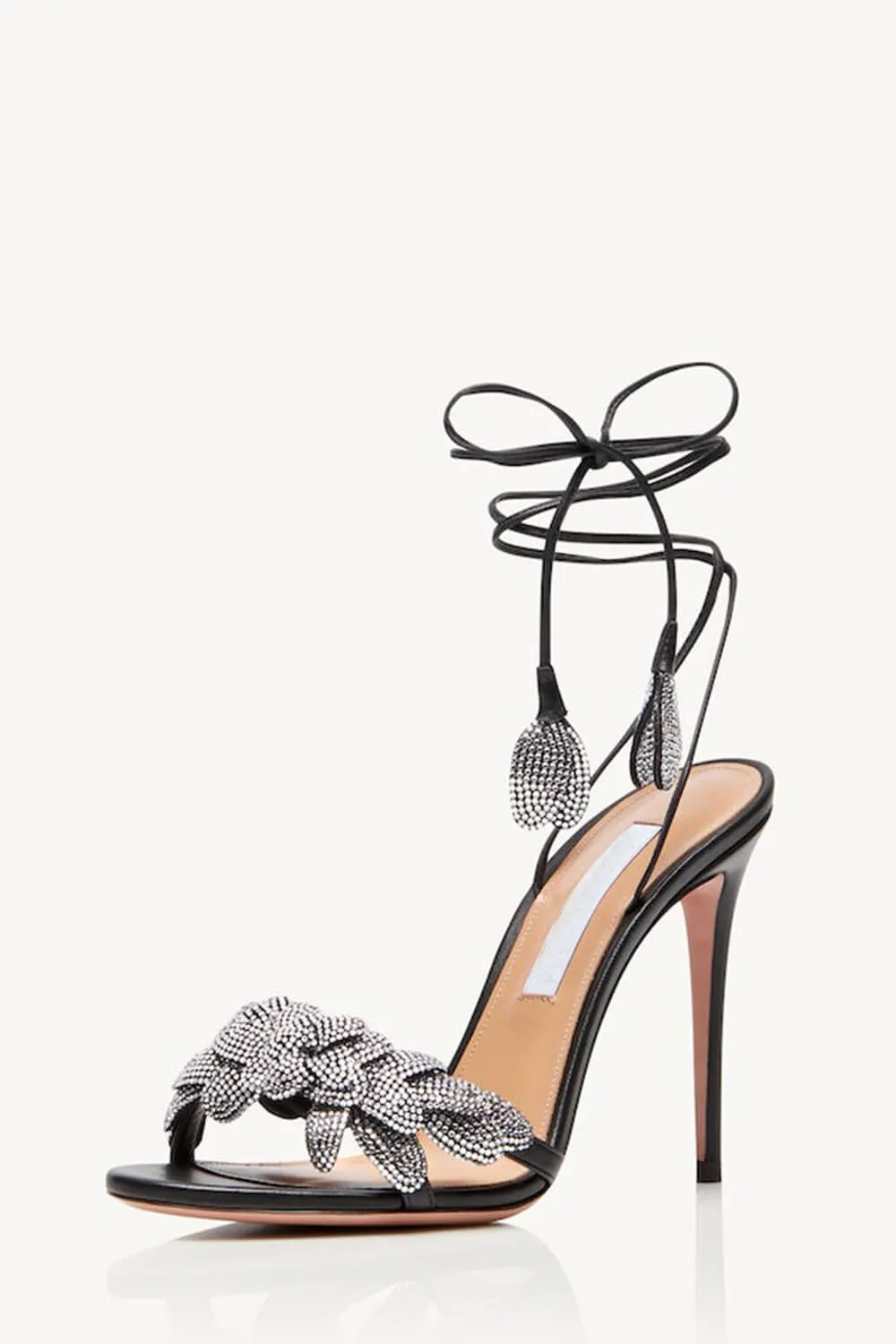 Rhinestones Flower Embellished Almond Toe High Heeled Sandals - Black sold by Floralkini product image thumbnail 4