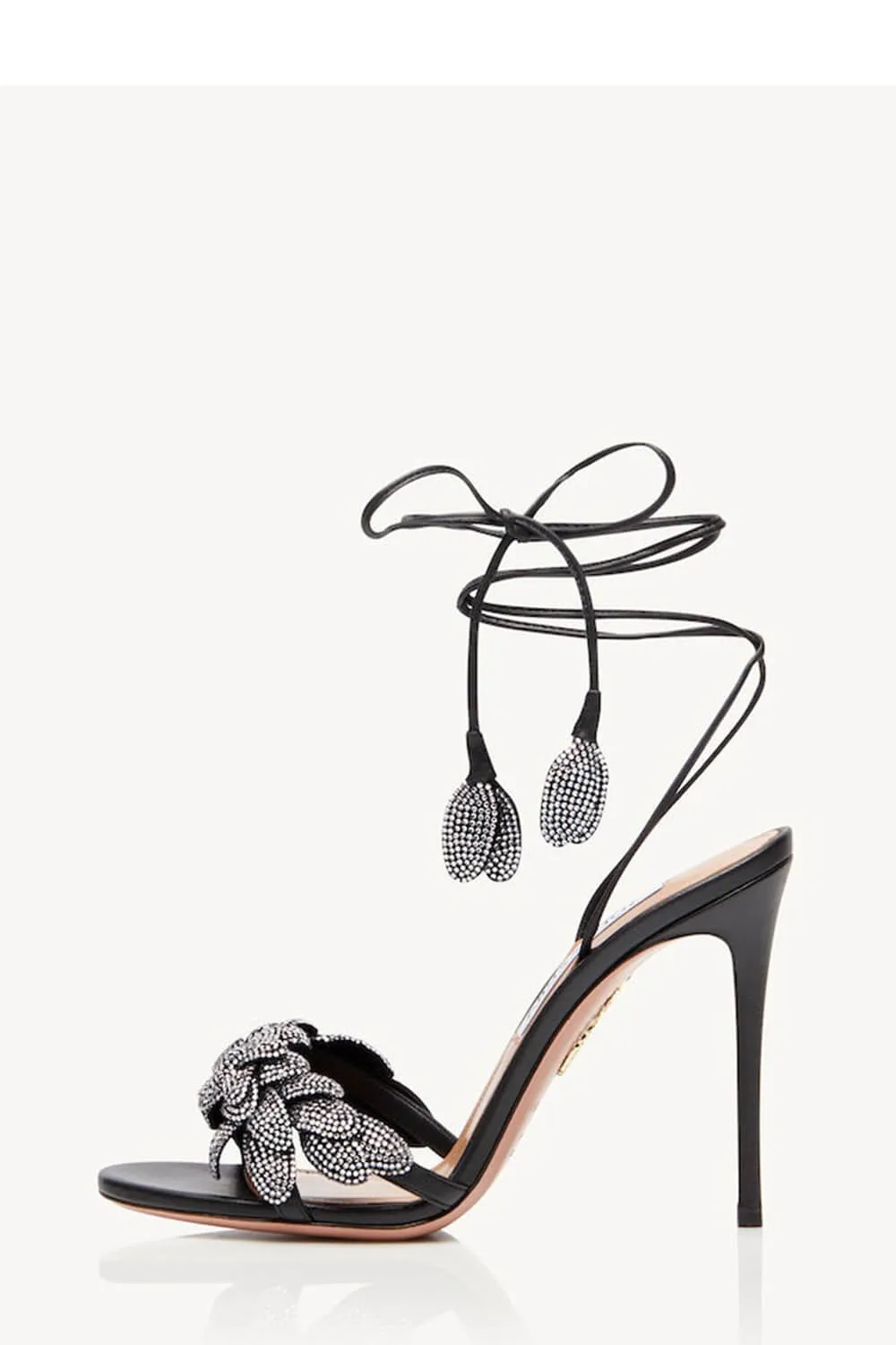 Rhinestones Flower Embellished Almond Toe High Heeled Sandals - Black sold by Floralkini product image thumbnail 2