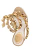 Rhinestones-Embellished Snake Wrap Stiletto Sandals - Gold sold by Floralkini