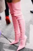Pink Satin Pointed Toe Thigh High Boots sold by Floralkini