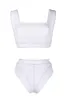 White Contrast Corset Lines Bikini Set sold by Floralkini