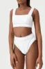 White Contrast Corset Lines Bikini Set sold by Floralkini