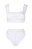 White Contrast Corset Lines Bikini Set sold by Floralkini