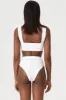 White Contrast Corset Lines Bikini Set sold by Floralkini