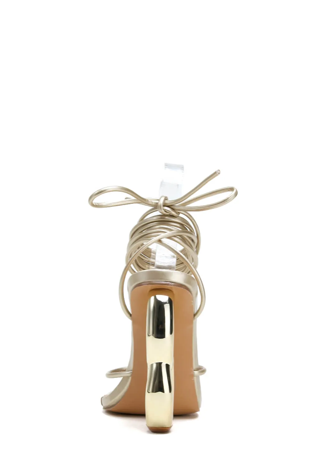 Lace Up Square Thong Toe Chain Heels - Gold sold by Floralkini product image thumbnail 3