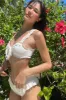 Tie Front Ruffle Elastic Bikini Set - White sold by Floralkini