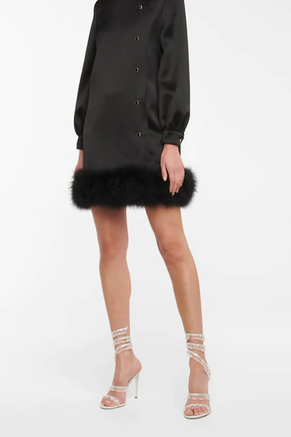 Crystal Chandelier Embellished Faux Satin Wraparound Self-Tie Slingback Sandals - White sold by Floralkini product image thumbnail 2