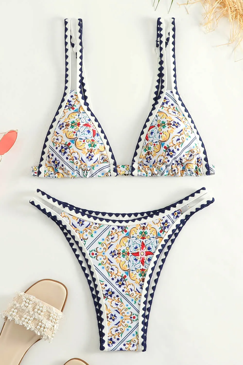 Printed Double Strap Triangle Bikini Set sold by Floralkini product image thumbnail 2
