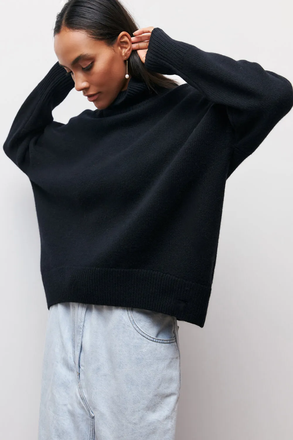 Mock Collar Knit Oversized Sweater sold by Floralkini
