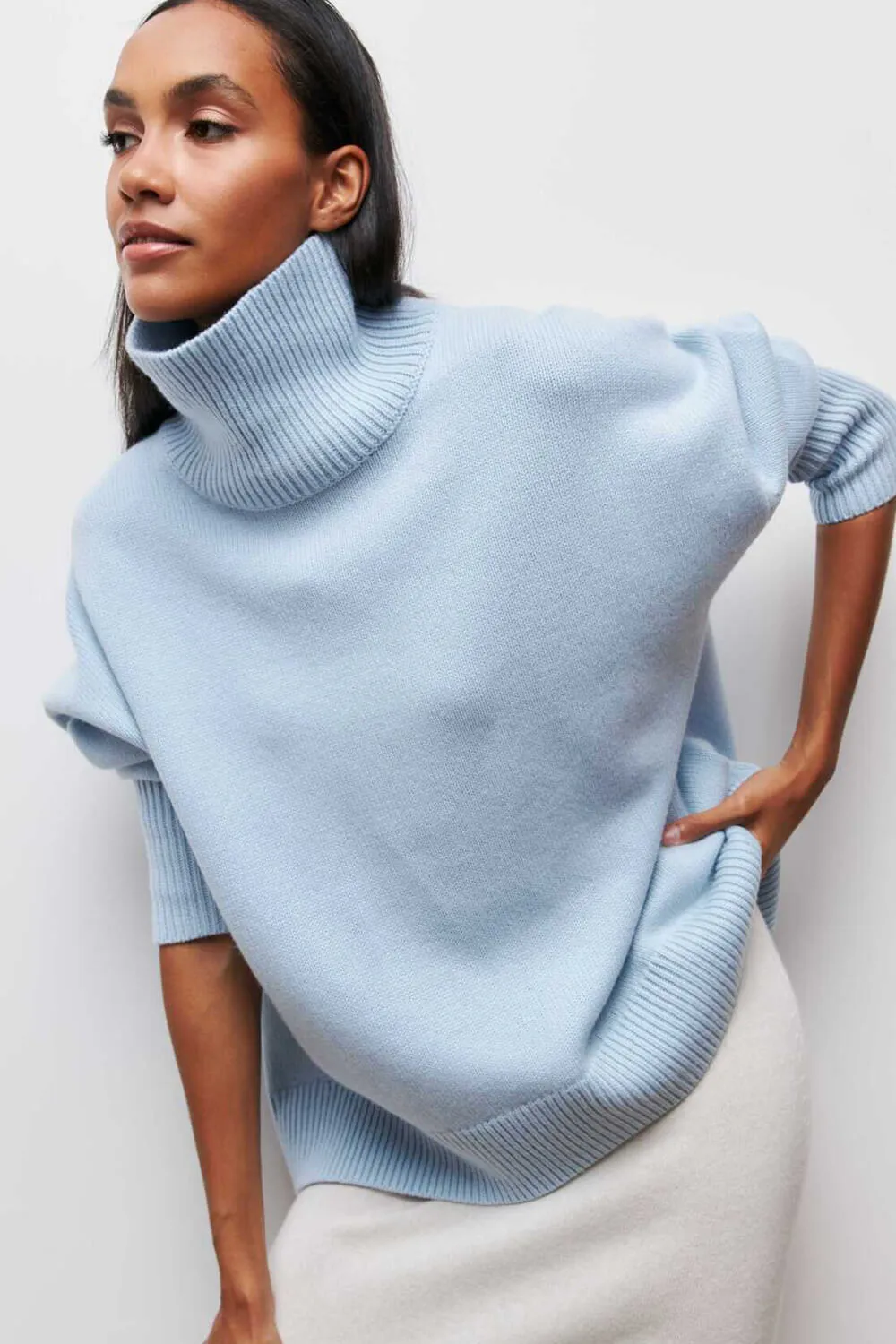 Mock Collar Knit Oversized Sweater sold by Floralkini product image thumbnail 5