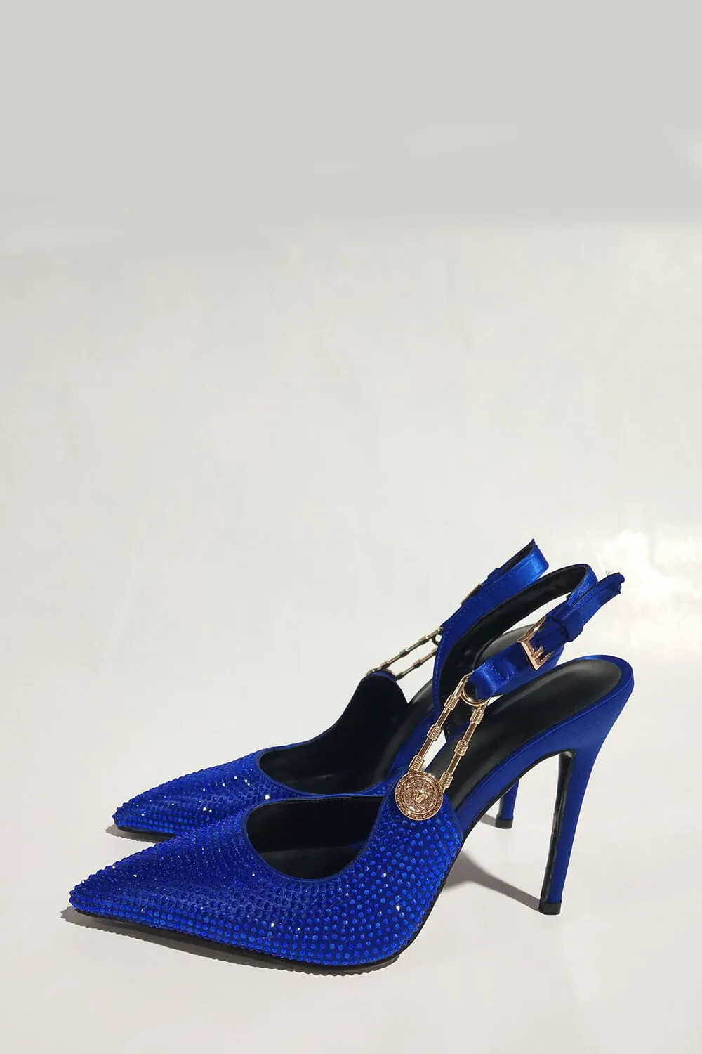 Sparkle Crystal Pin Pointed Toe Slingback High Stiletto Pump - Blue sold by Floralkini product image thumbnail 4