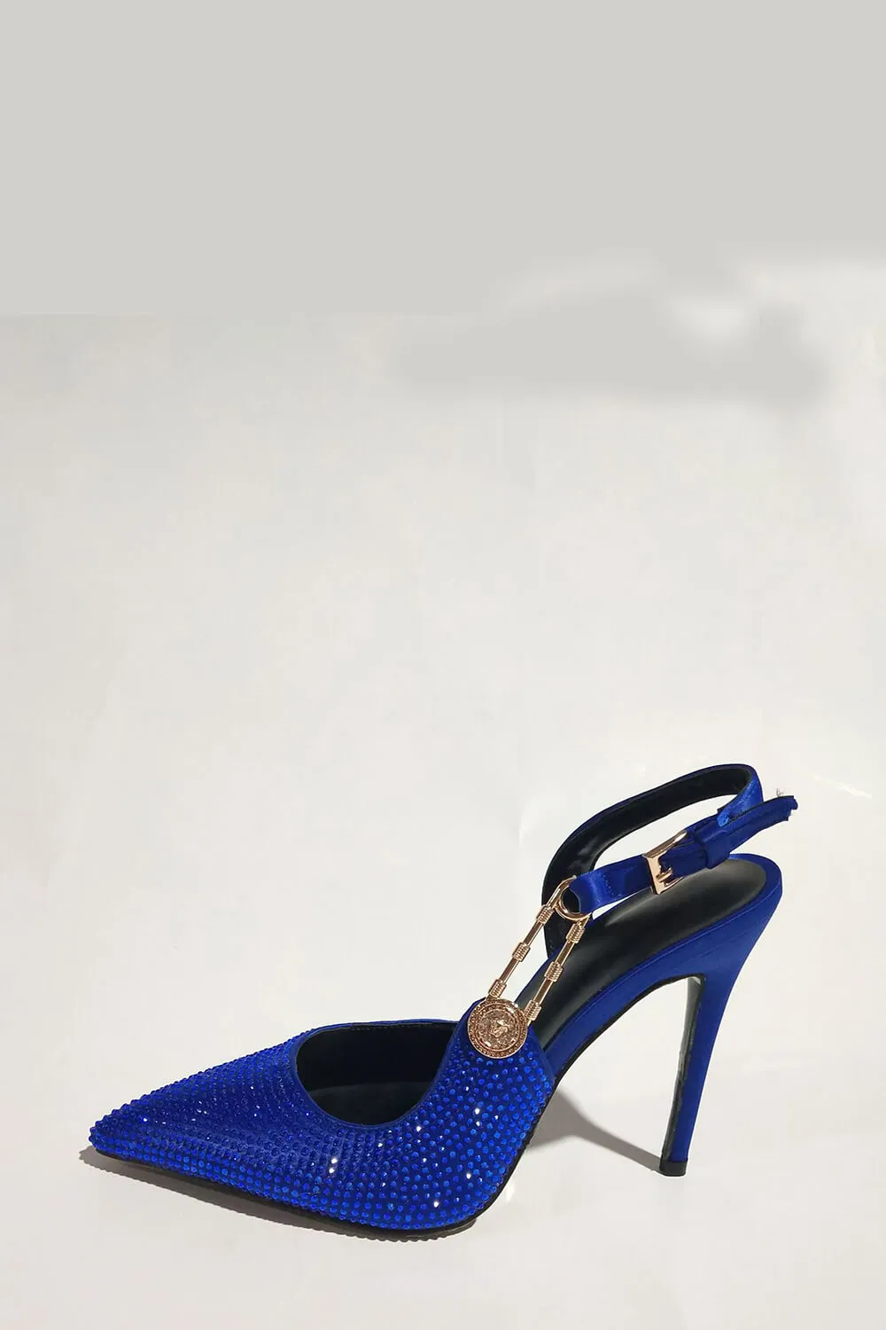Sparkle Crystal Pin Pointed Toe Slingback High Stiletto Pump - Blue sold by Floralkini