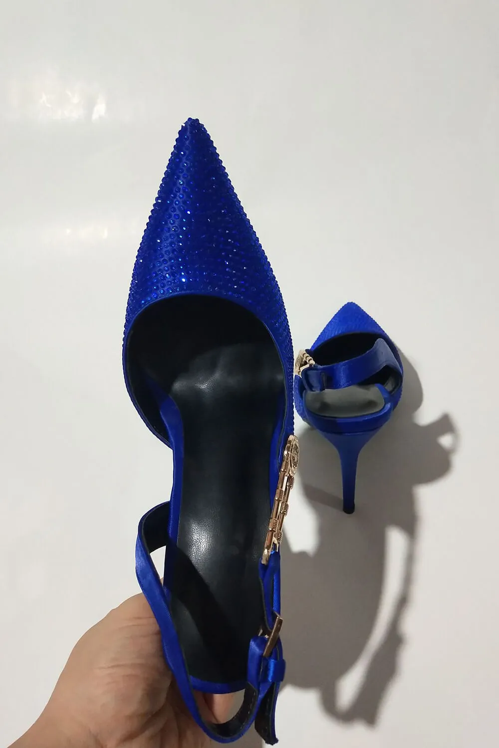 Sparkle Crystal Pin Pointed Toe Slingback High Stiletto Pump - Blue sold by Floralkini product image thumbnail 5