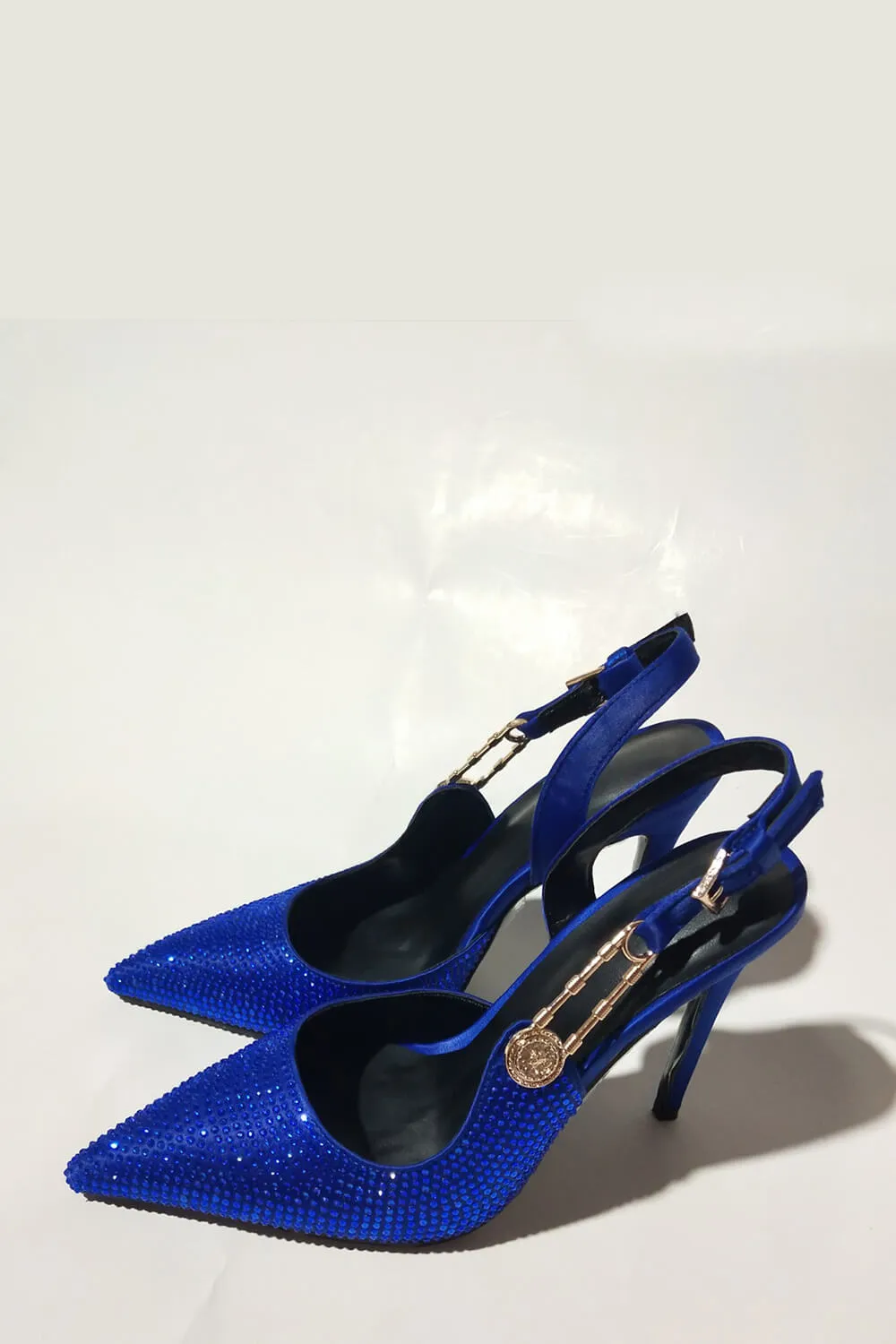 Sparkle Crystal Pin Pointed Toe Slingback High Stiletto Pump - Blue sold by Floralkini product image thumbnail 2