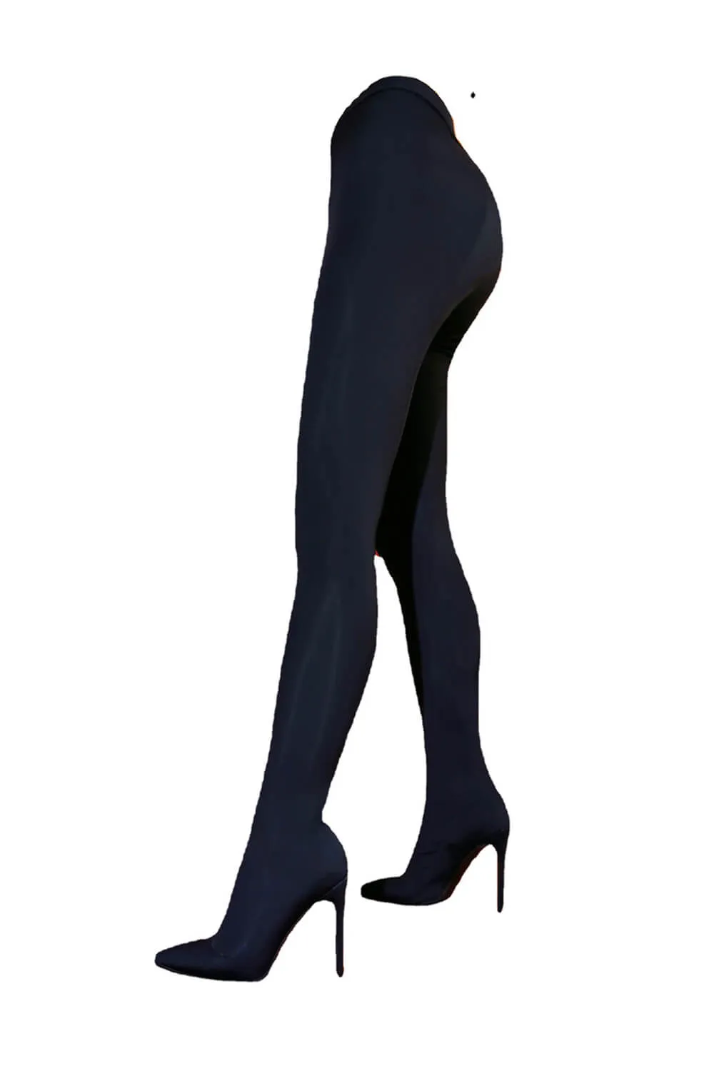 Faux Leather High-Waisted Pointed Toe Stiletto Heel Long Pant Boot - Black sold by Floralkini product image thumbnail 4