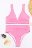 Pink Ribbed High-Waist Bikini Bottoms sold by Floralkini
