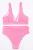 Pink Ribbed High-Waist Bikini Bottoms sold by Floralkini