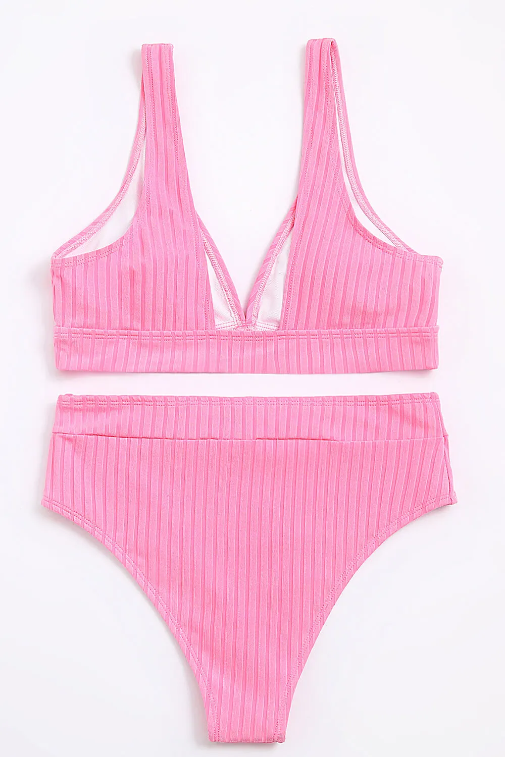 Pink Ribbed High-Waist Bikini Bottoms sold by Floralkini product image thumbnail 5