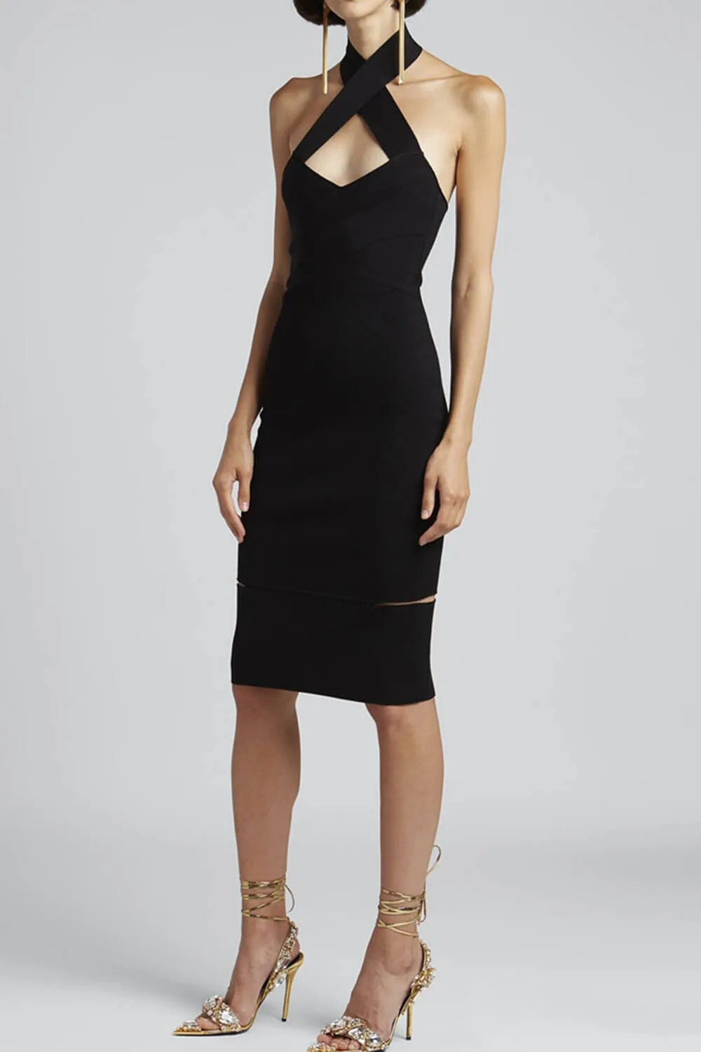 Metallic Crystal-Embellished Poiny Jewel Lace Up Stiletto Heeled Sandals - Gold sold by Floralkini product image thumbnail 4