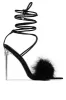 Black Faux Fur Lace Up Clear Perspex Stiletto Heels sold by Floralkini