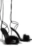 Black Faux Fur Lace Up Clear Perspex Stiletto Heels sold by Floralkini