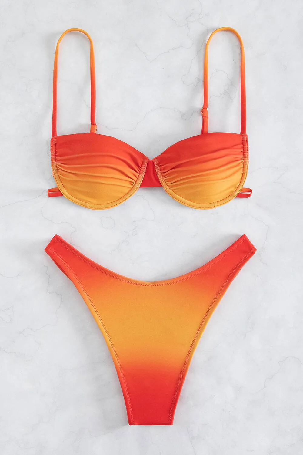 Ombre Balconette Underwire High-Cut Bikini Set - Red sold by Floralkini product image thumbnail 2