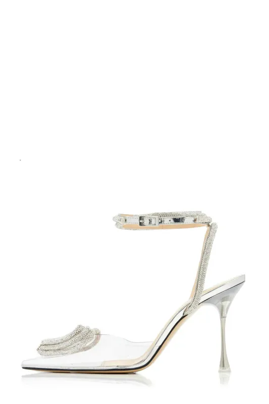 Clear Perspex Triple Heart Crystal-Embellished Wrap Around Pointed Toe Stiletto Heels sold by Floralkini