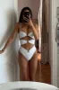 Ring Cut Out High-Cut One Piece Swimsuit - Black/White sold by Floralkini