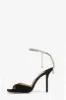 Black Faux Suede Crystal-Embellished Open Square Toe Stiletto Heeled Courts sold by Floralkini