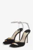 Black Faux Suede Crystal-Embellished Open Square Toe Stiletto Heeled Courts sold by Floralkini