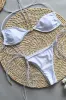 Ruched Strappy Tie Side Bikini Set With Golden Ring Details - White sold by Floralkini