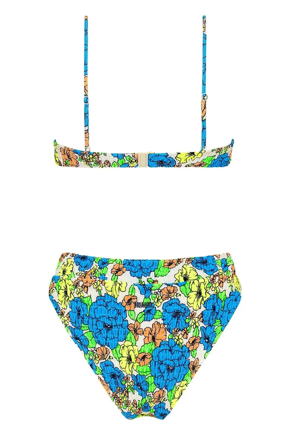 Medium Blue Floral Balconette Ruched Underwire Bikini Top sold by Floralkini product image thumbnail 3