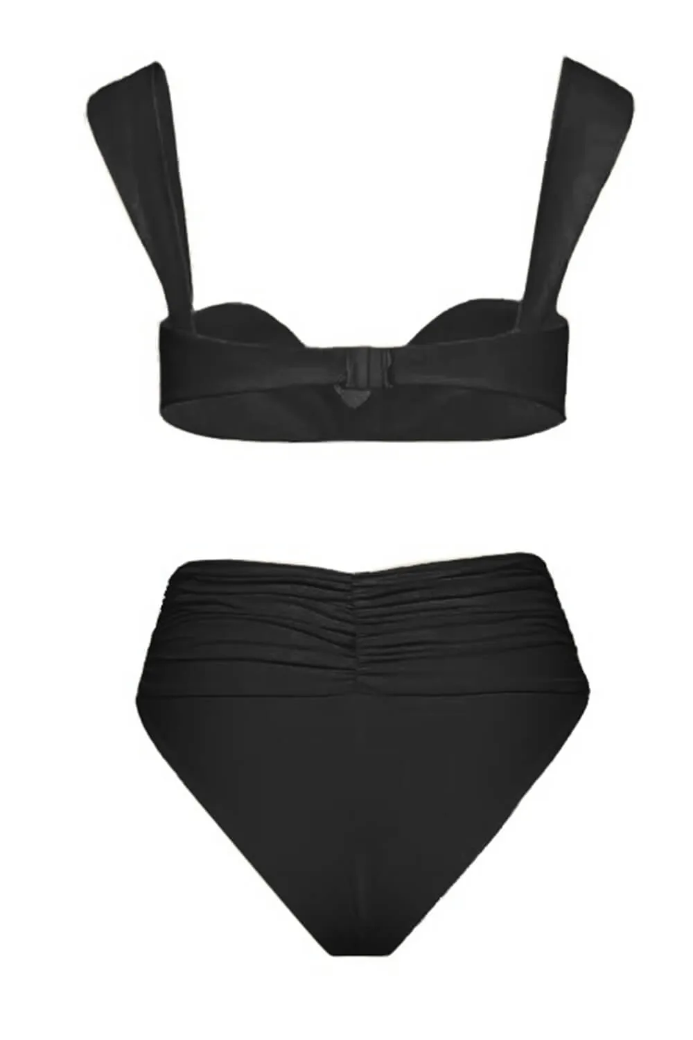 Bustier Rose Applique Ruched High-Wasited Bikini Set sold by Floralkini product image thumbnail 4