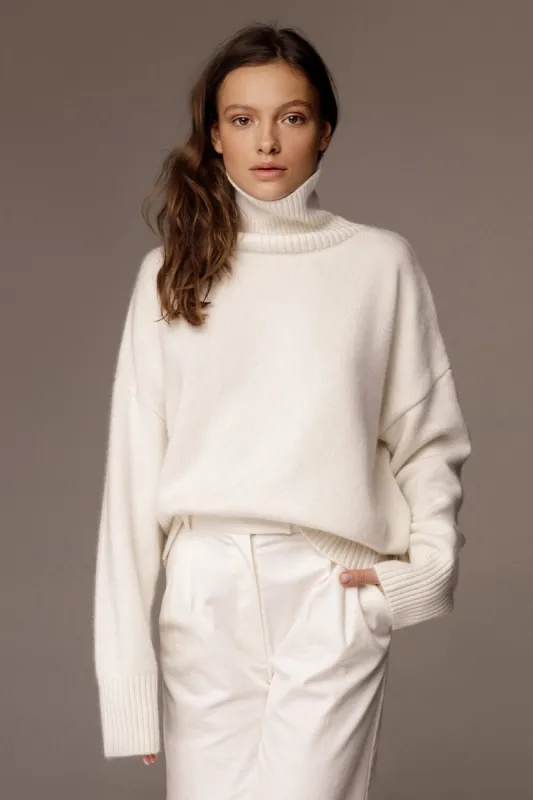 Turtle Neck Knit Oversized Sweater sold by Floralkini