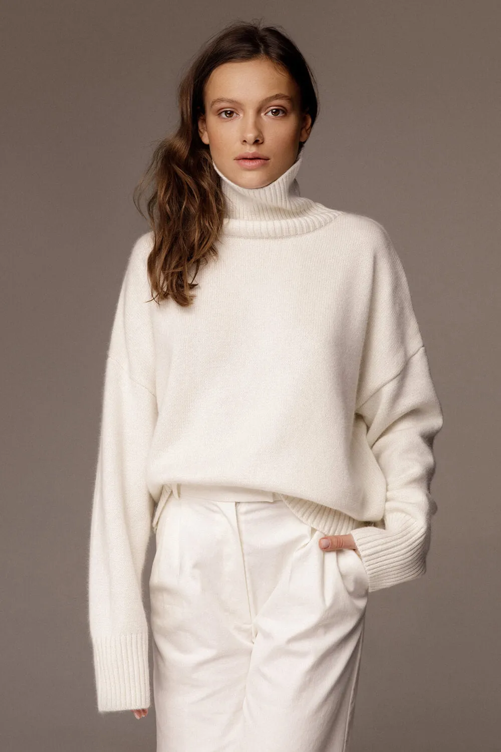 Turtle Neck Knit Oversized Sweater sold by Floralkini