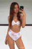 Tan Floral Balconette Ruched Underwire Bikini Top sold by Floralkini