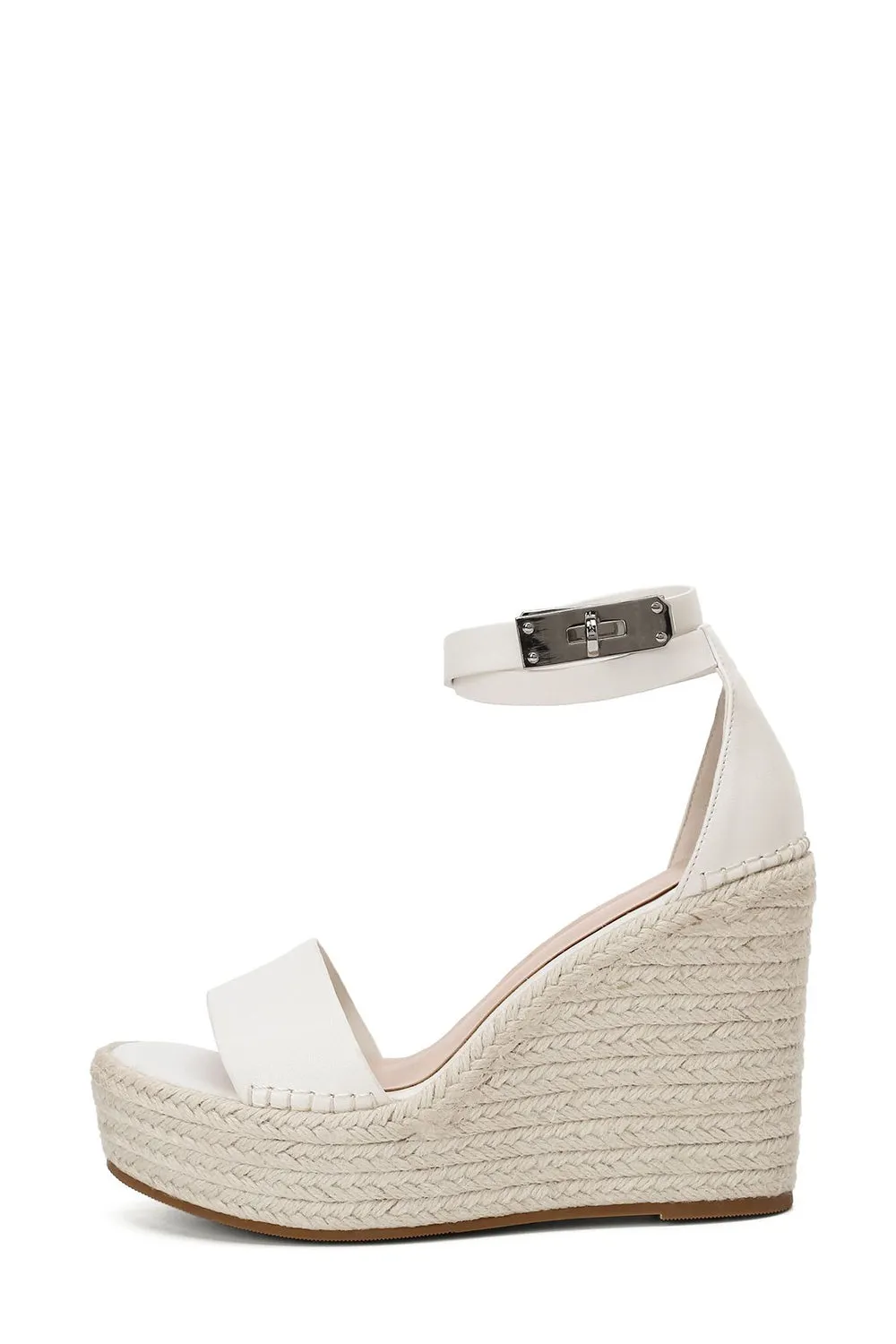 Espadrille Wide Fit Open Toe Platform Wedge Sandals - White sold by Floralkini product image thumbnail 5