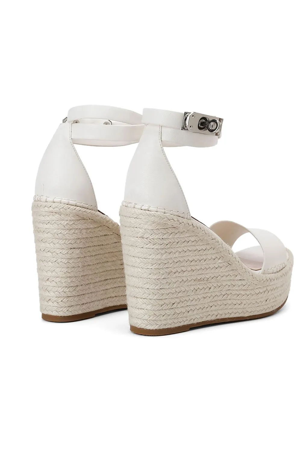 Espadrille Wide Fit Open Toe Platform Wedge Sandals - White sold by Floralkini product image thumbnail 2