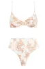 Tan Floral Balconette Ruched Underwire Bikini Top sold by Floralkini